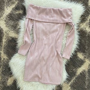 Charlotte Russe - pale pink off shoulder sweater dress